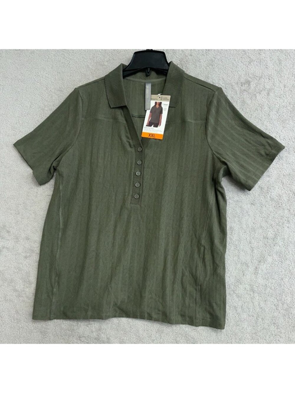 NWT Mondetta Women's XXL Green Ribbed Polo Shirt  J1982